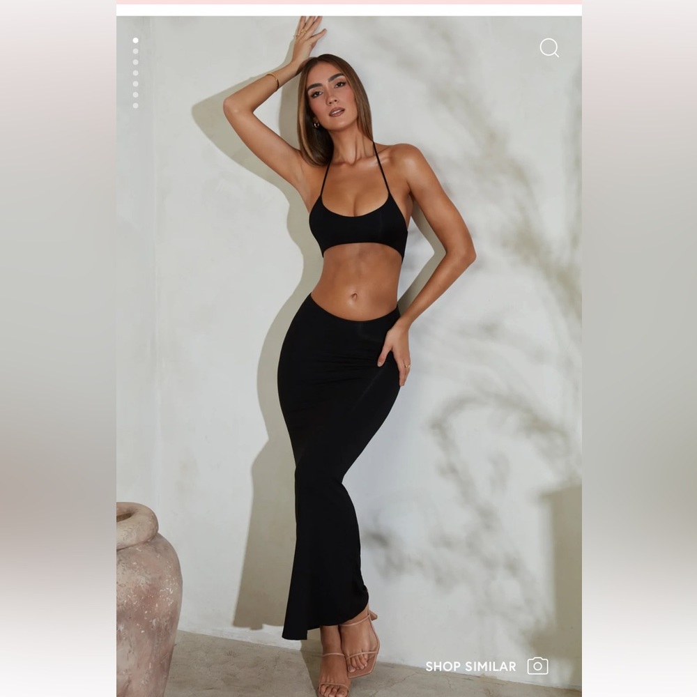 Oh Polly flared hem cut out maxi dress